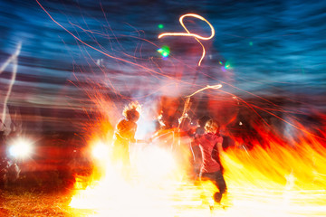 running man at night fire