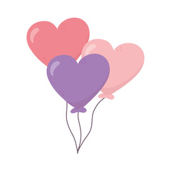 Fototapeta na wymiar happy valentines day, balloons shape hearts decoration