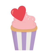 happy valentines day, sweet cupcake with red heart romantic