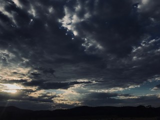 A cloudy sunset on an Aussie farm