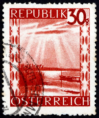 Postage stamp Austria 1945 Neusiedler Lake, Burgenland