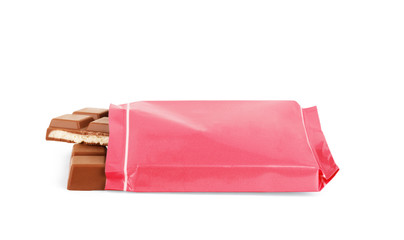 Chocolate bar on a white background
