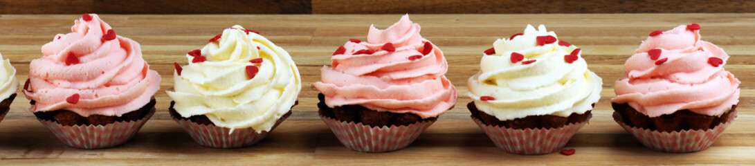 Delicious cupcake for Valentine Day. Love concept cupcakes. For celebrating Valentines Day