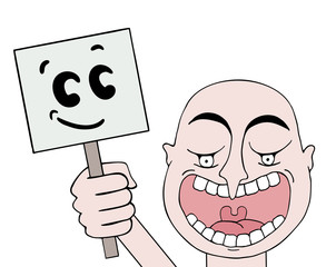 Funny face and banner with smile face