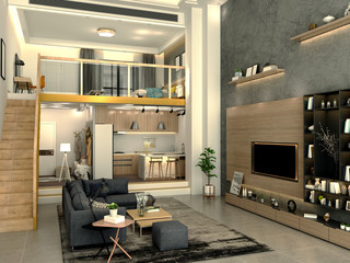 3d render of luxury house interior