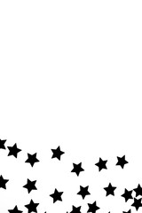 Black shiny stars on white background