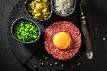 Enjoy your beef tartare with fresh and healthy ingredients