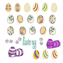 vector isolated image, set of colorful Easter eggs and the phrase Easter egg