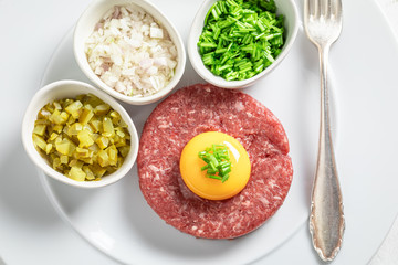 Beef tartare with fresh and healthy ingredients
