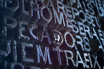 Letters on a wall at La Sagrada Familia in Barcelona