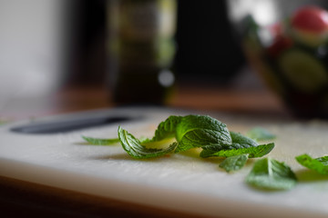 Fresh mint leafs for a salad