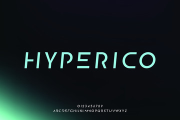 Fototapeta na wymiar Hyperico, an Abstract technology science alphabet font. digital space typography vector illustration design
