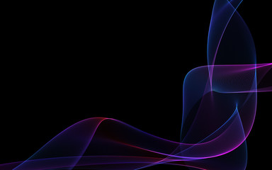 Dark abstract background with a glowing abstract waves