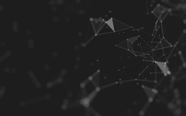Abstract background. Molecules technology with polygonal shapes, connecting dots and lines. Connection structure. Big data visualization.