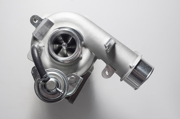 new turbocharger of car on white background.