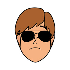 young man head with sunglasses character