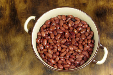 Kidney red beans in ceramic bowl. Helthy vegan food.  