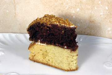 Tasty cakes on a white plate. 