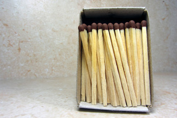 Matches on a light background. Matches for the fireplace. 