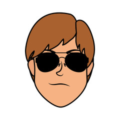 young man head with sunglasses character