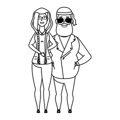 motorcyclist man with woman characters