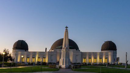 Landscape view of Griffith observatory in Los Angeles with beautiful sunrise