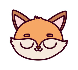cute animal fox face cartoon on white background