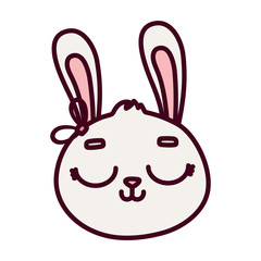 cute rabbit female face bow cartoon icon