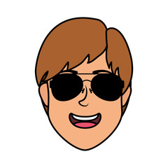 young man head with sunglasses character