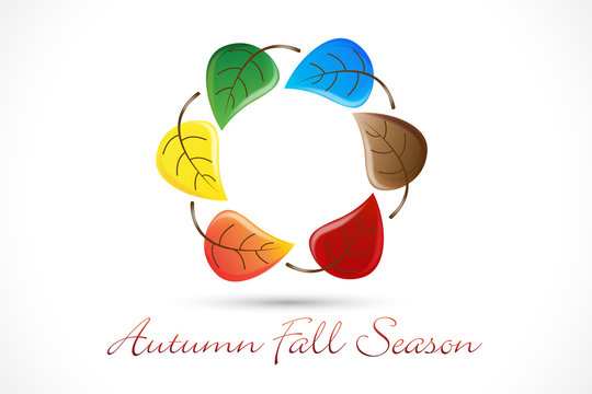 Autumn fall leafs wreath season greetings card holidays celebrations vector image design