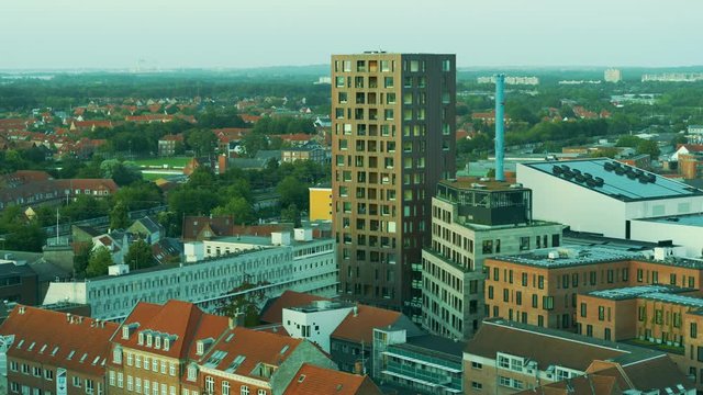 Aerial view of the cityscape of Odense, Denmark