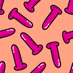 dildo sex toy seamless doodle pattern, vector illustration - obrazy, fototapety, plakaty