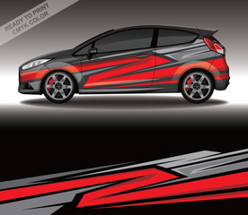 Obraz premium Car wrap decal design vector, custom livery race rally car vehicle sticker and tinting.