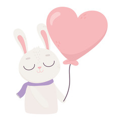 Obraz na płótnie Canvas happy valentines day, cute bunny with balloon shaped heart love