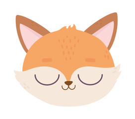 cute animal fox face cartoon on white background