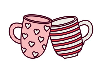 happy valentines day, romantic coffee cups decoration card