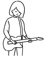 エレキギターを演奏する女性