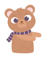 cute animal bear with scarf cartoon character