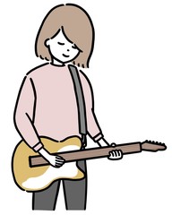 エレキギターを演奏する女性