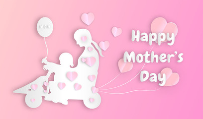 Happy mother's day with paper art style holiday design,vector or illustration