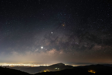 Observers at night have stars, milky way and galaxies filled the dark sky.