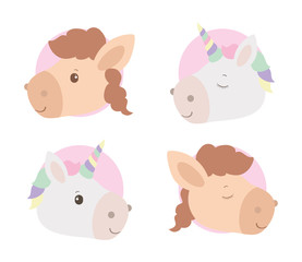 Cute horse and unicorn cartoon vector design