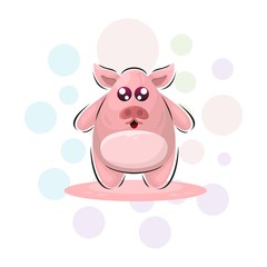 Cute animal little pig illustration Premium Vector