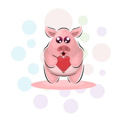Cute animal little pig illustration Premium Vector