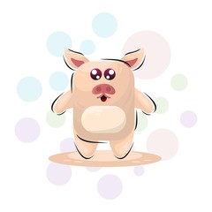 Cute animal little pig illustration Premium Vector