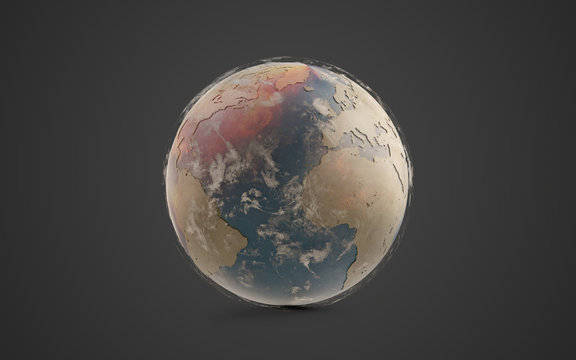desert planet, dry planet earth 3d-illustration. elements of this image furnished by NASA