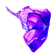 Floating purple cloth in white background. Beautiful abstract image.