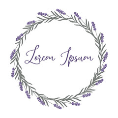Lavender wreath in pastel colors isolated on a white background. Trendy simple and minimalist style.