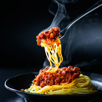 Italian spaghetti with a bolognese meat sauce.Italian food concept.