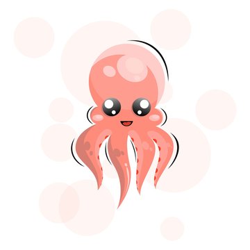 adorable cute squid mascot premium vector